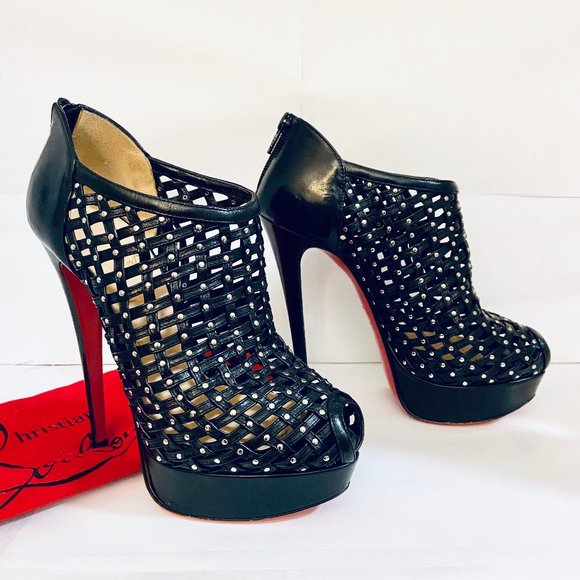 Christian Louboutin Shoes - Louboutin KASHA 150 Black Leather Cage Bootie